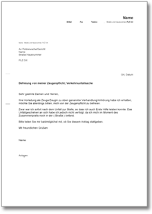 Antrag auf Befreiung von der Zeugenpflicht  Word