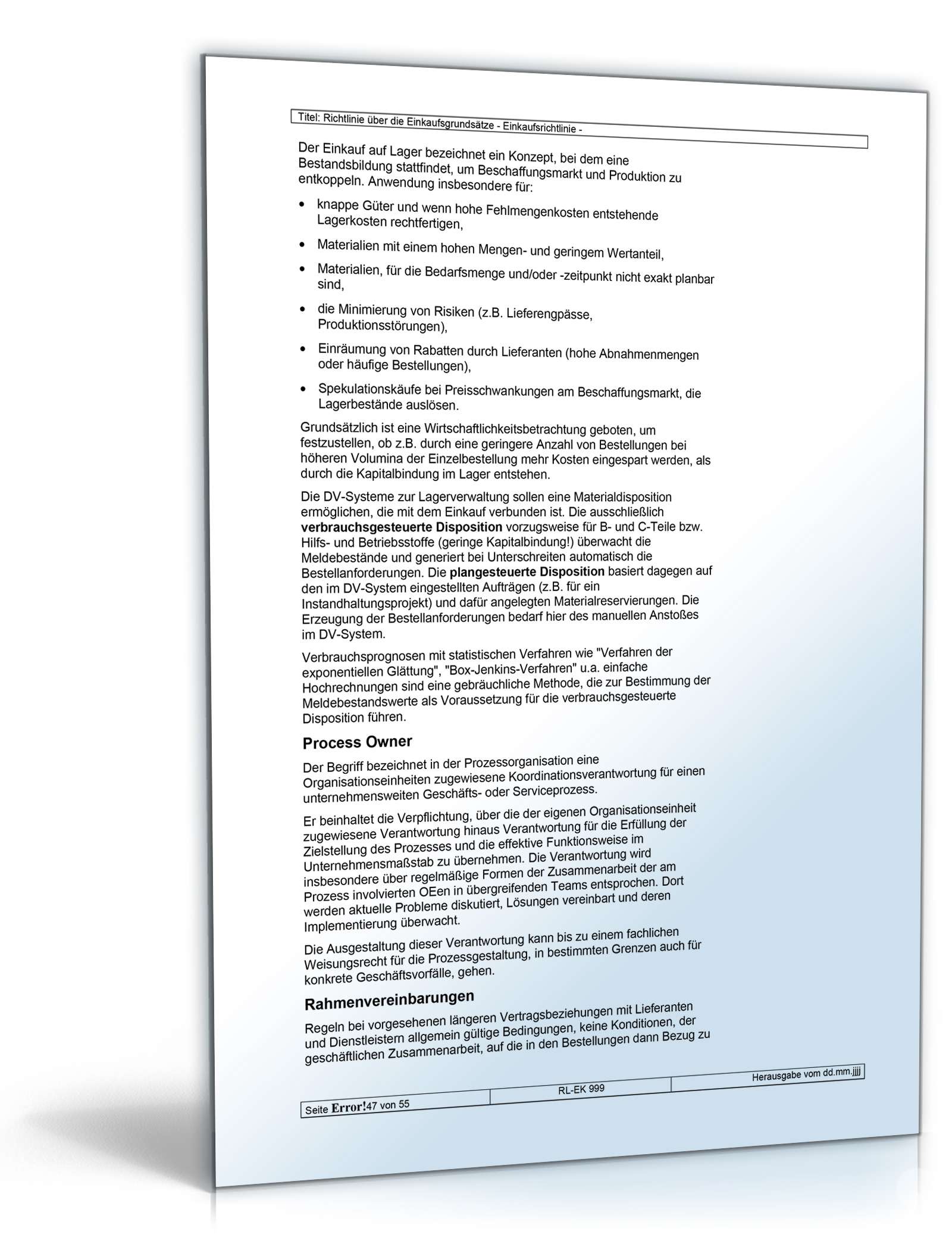 Richtlinien über die Einkaufsgrundsätze Word. Seite: 47