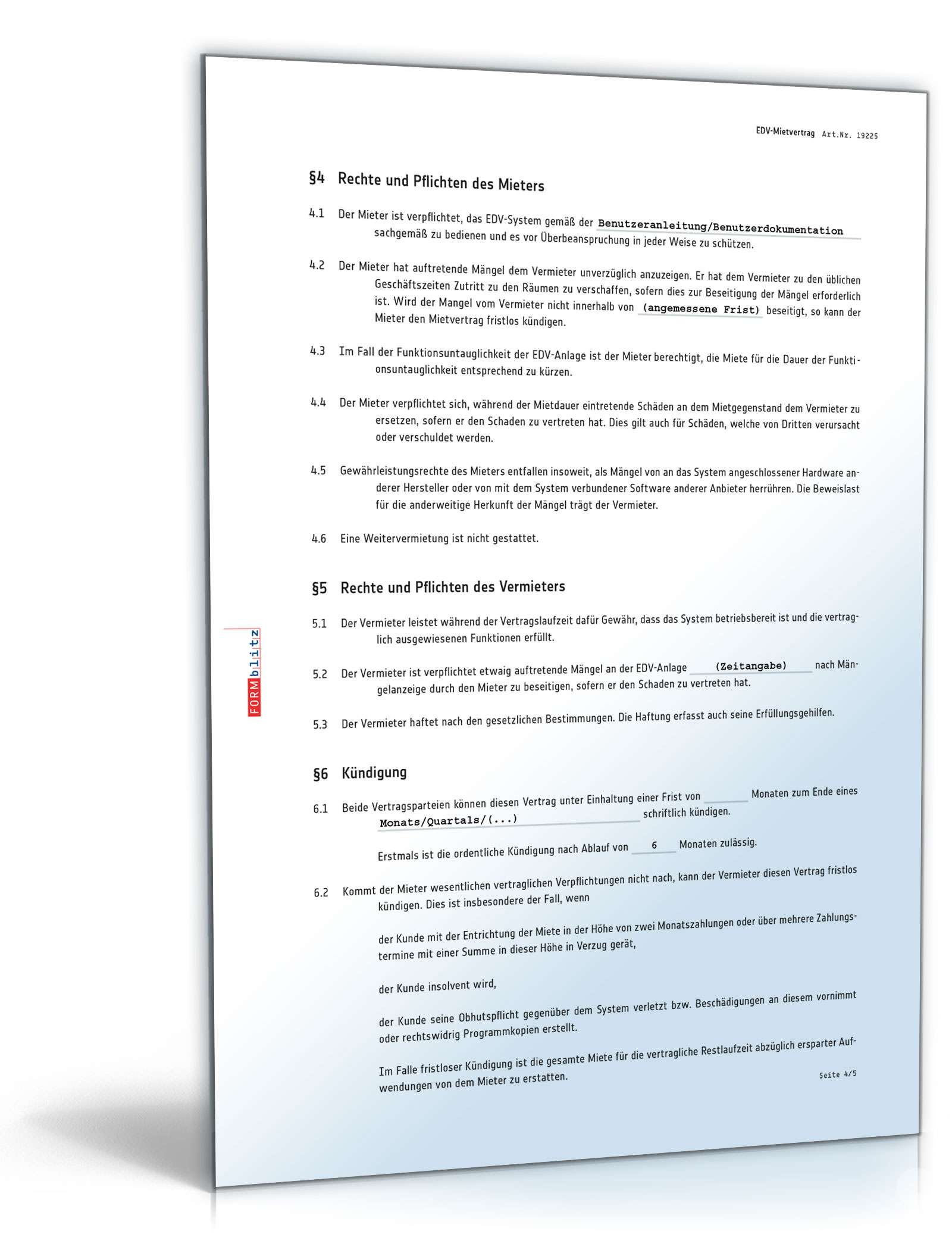 EDV-Mietvertrag PDF. Seite: 4