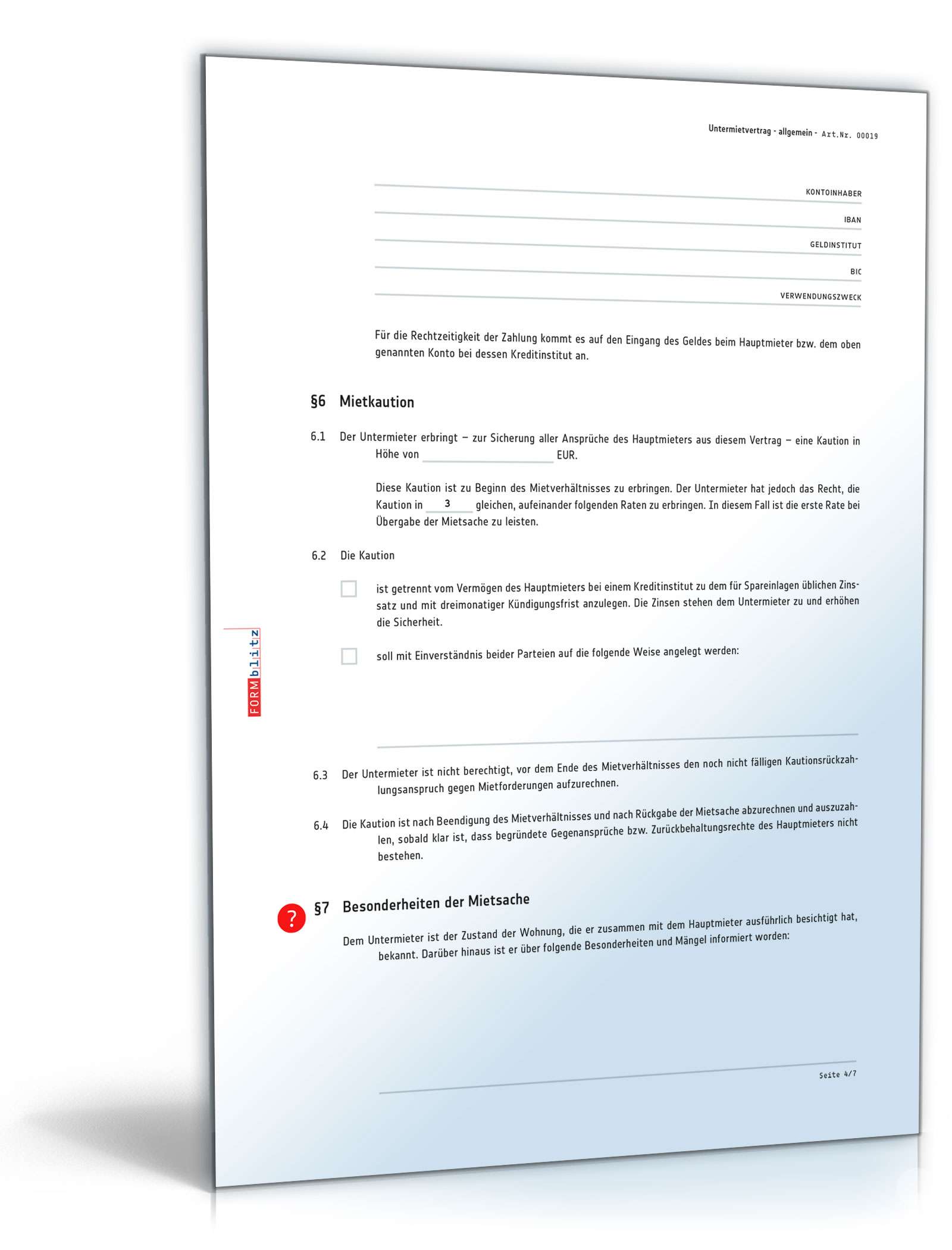 Untermietvertrag Wohnung PDF. Seite: 4