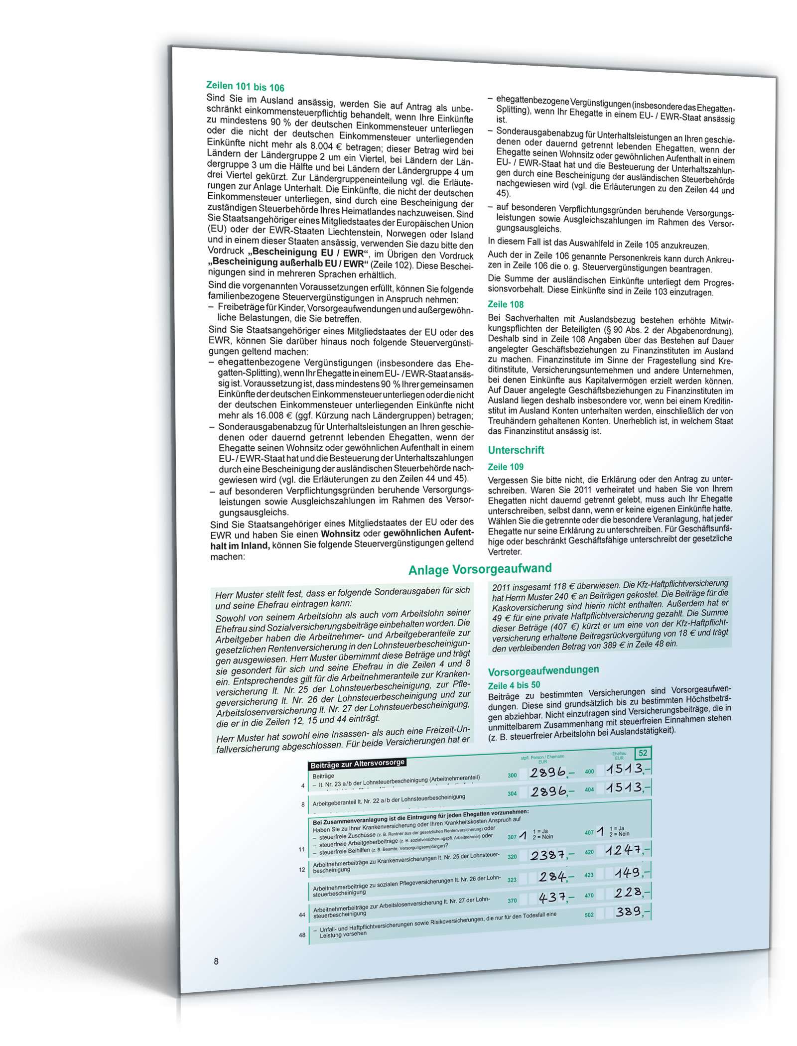 Anleitung zur Einkommensteuererklärung 2011 PDF. Seite: 8