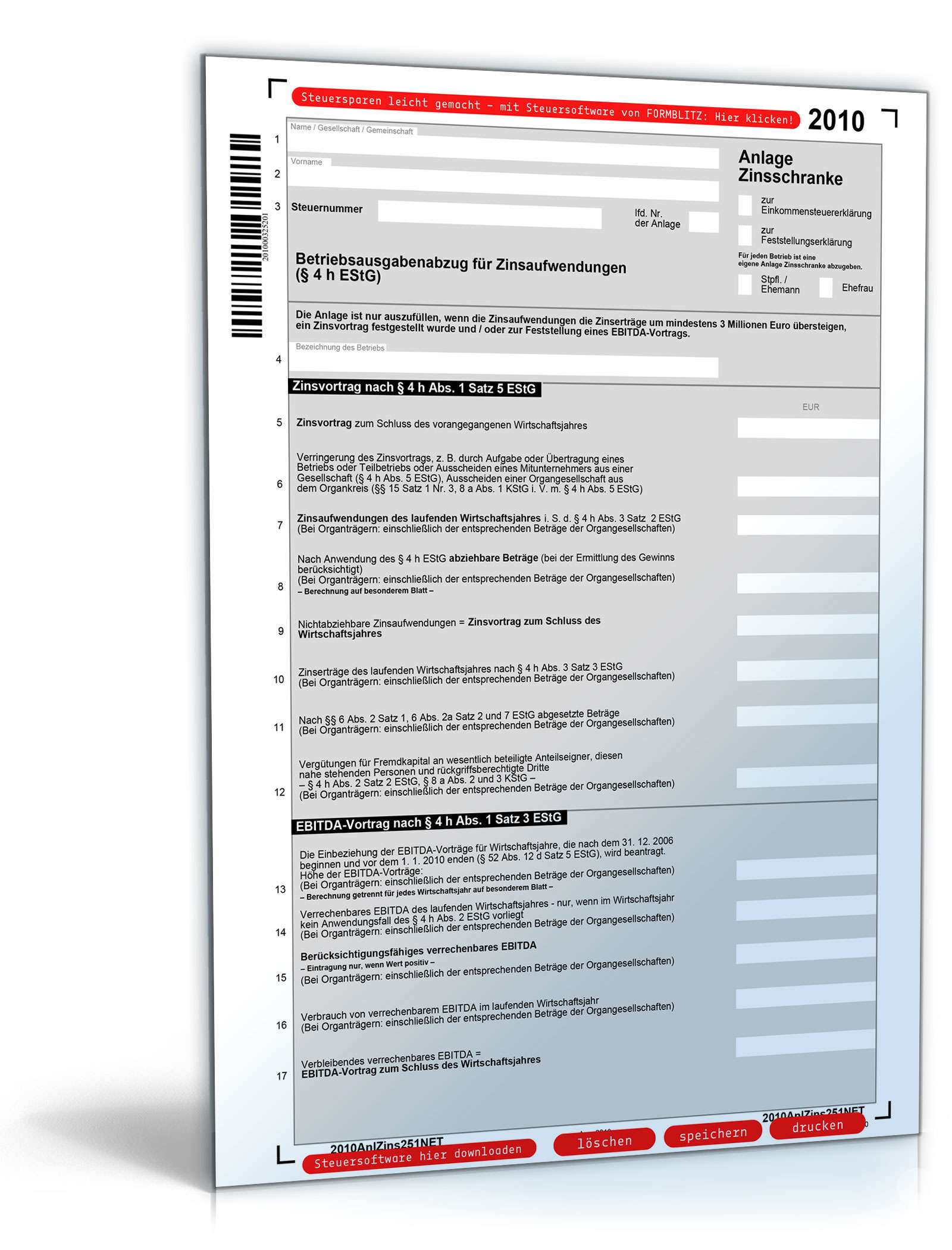 Anlage Zinsschranke 2010 PDF