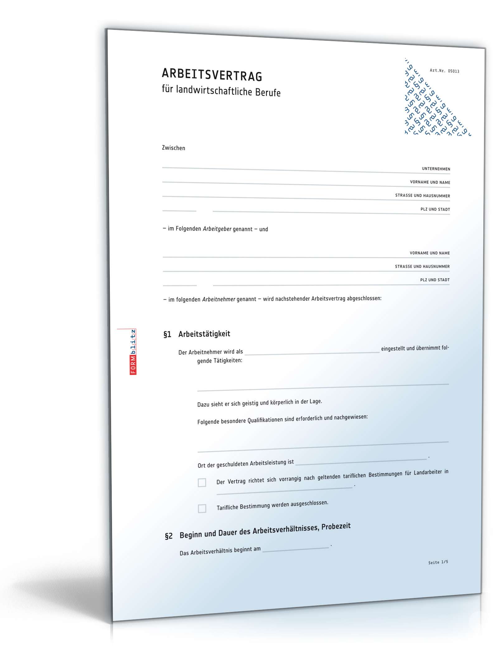 Arbeitsvertrag Landwirtschaft Word