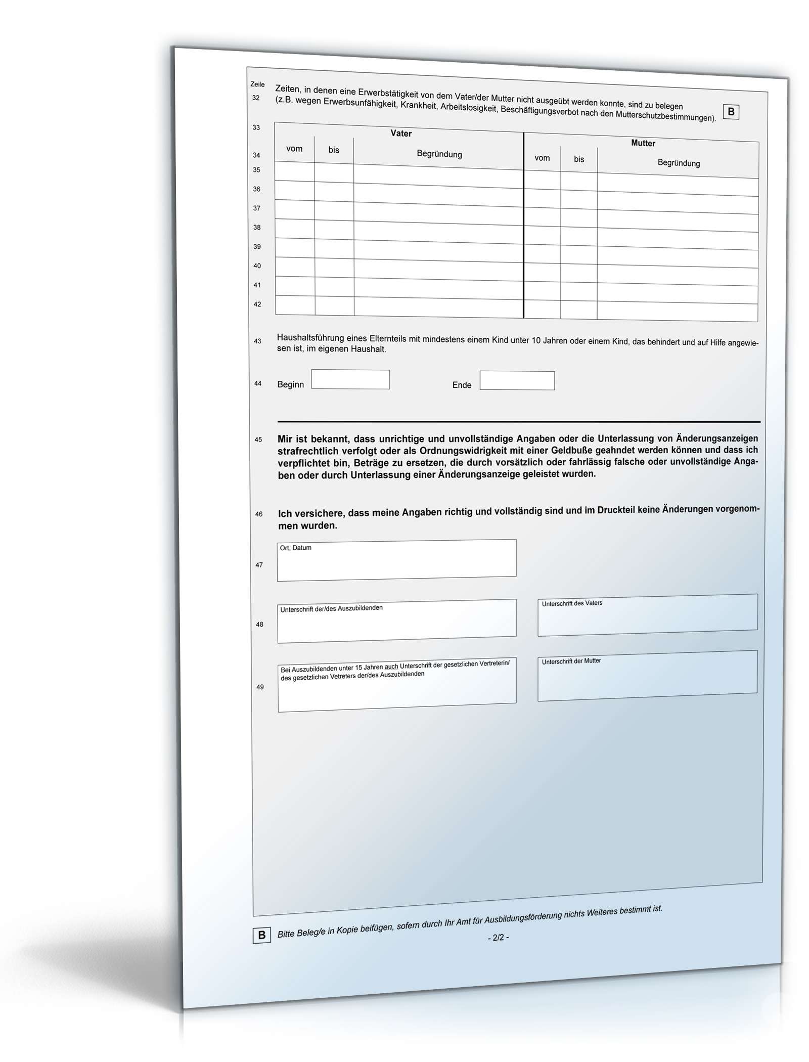 Zusatzblatt für Ausländerinnen und Ausländer PDF. Seite: 2