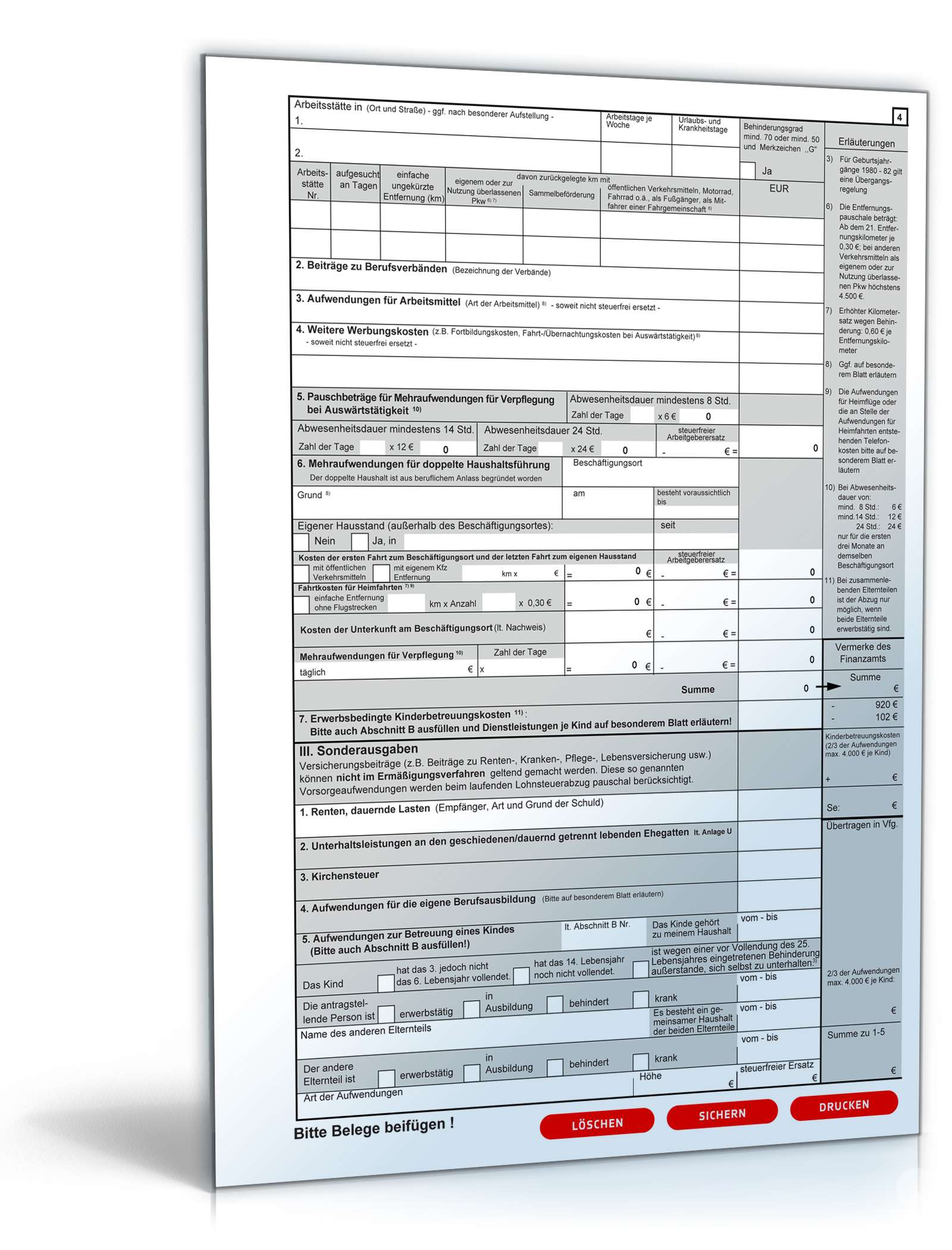 Antrag auf Lohnsteuerermäßigung 2008 PDF. Seite: 4