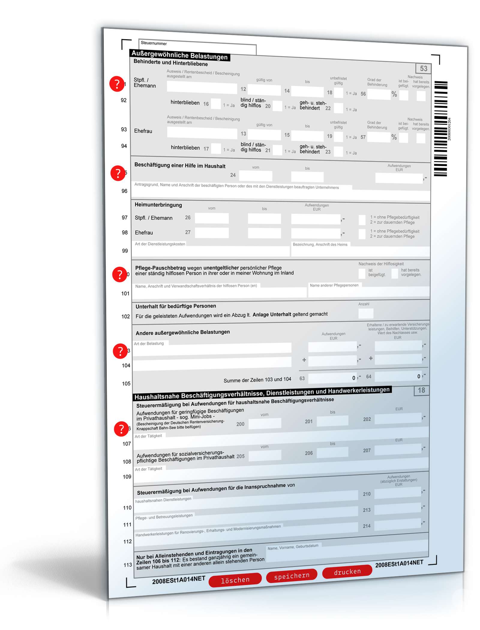 Einkommensteuererklärung 2008 PDF. Seite: 4