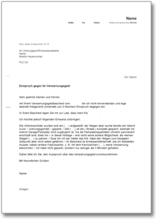 Einspruch Verwarnungsgeld Word