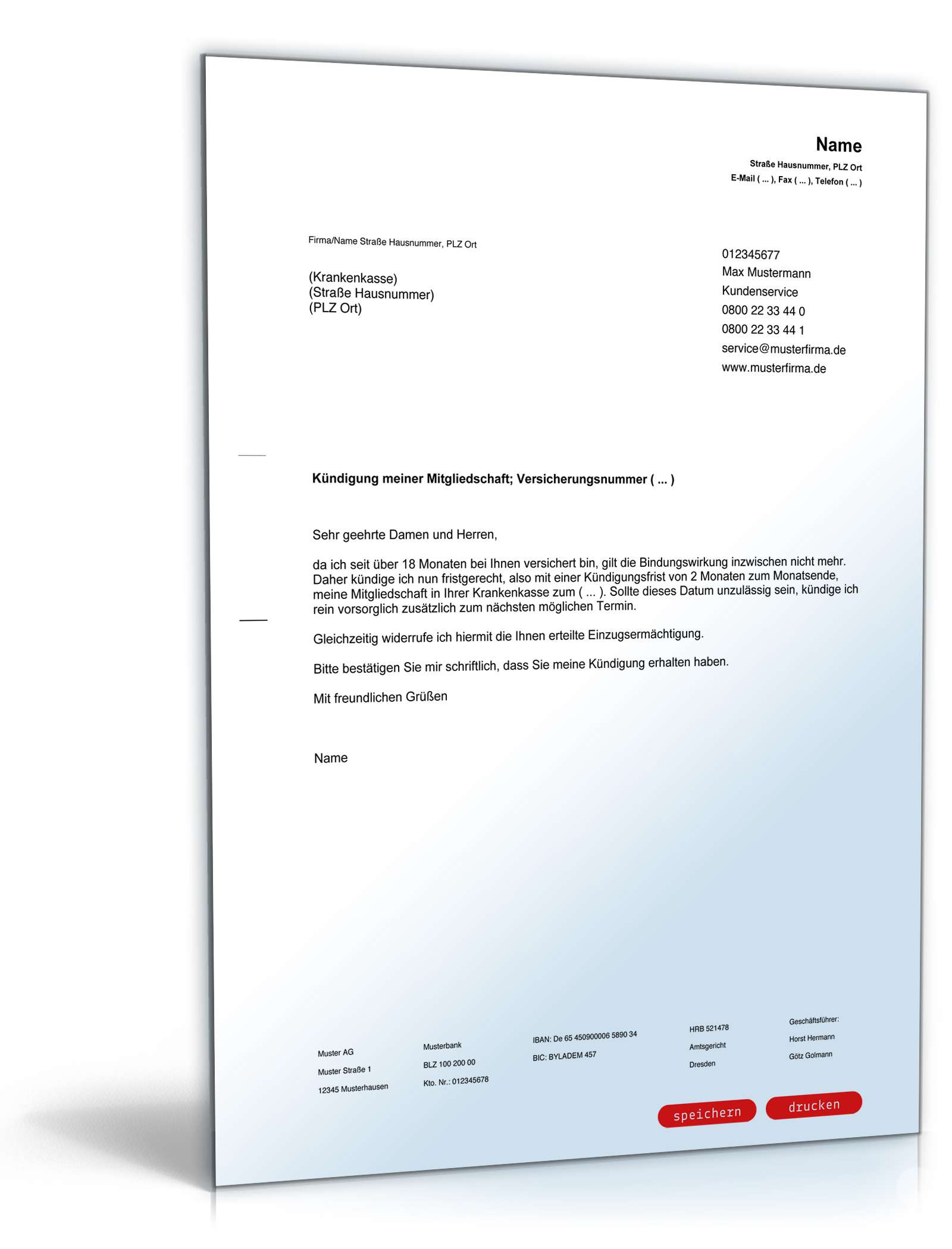Fristgemäße Kündigung gesetzliche Krankenversicherung PDF