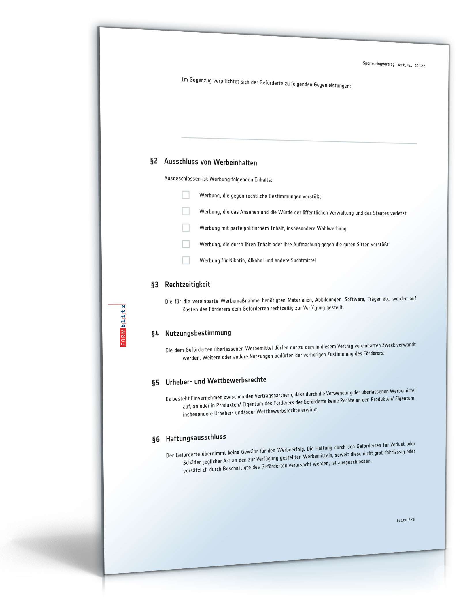 Sponsoringvertrag PDF. Seite: 2