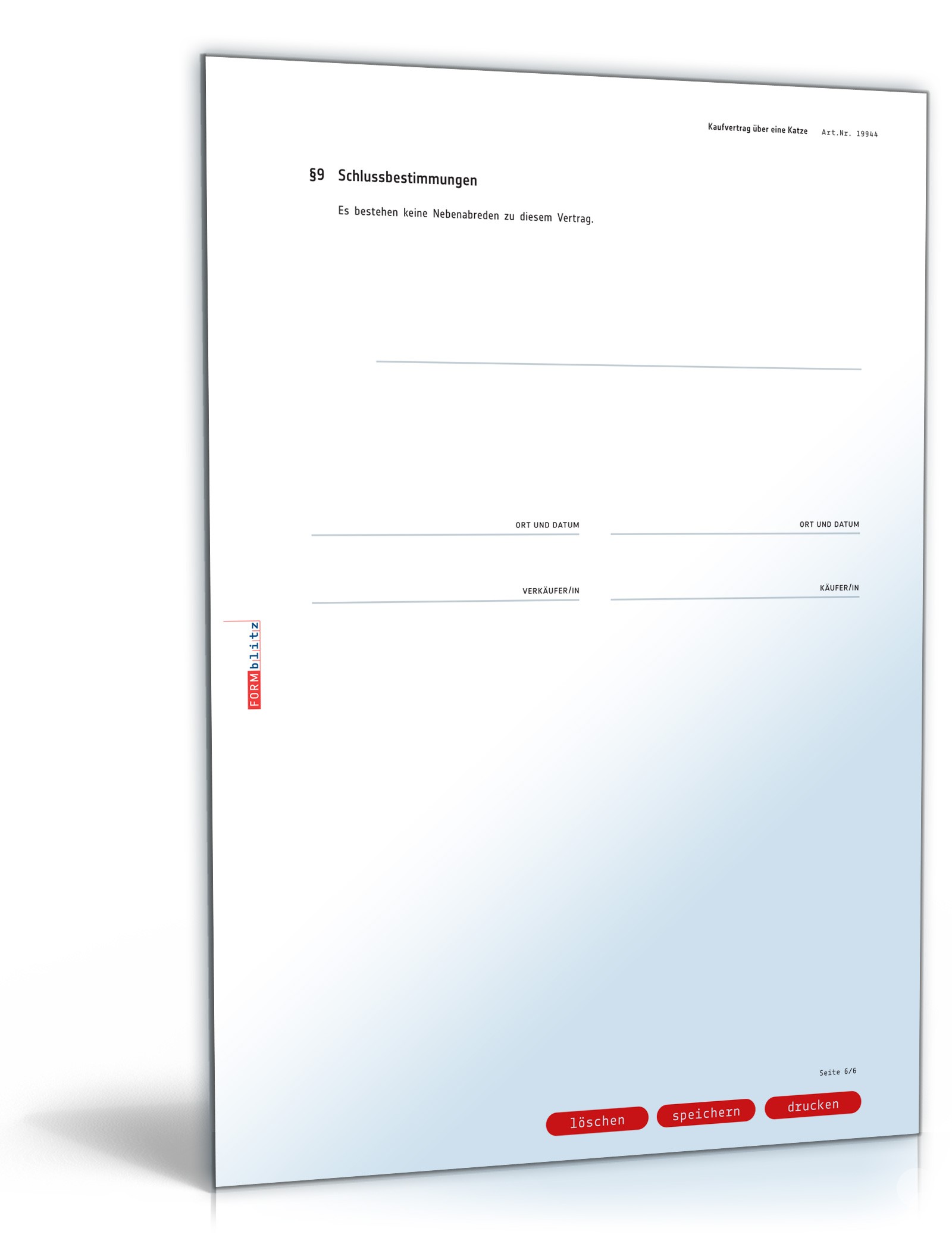 Kaufvertrag Katze PDF. Seite: 6