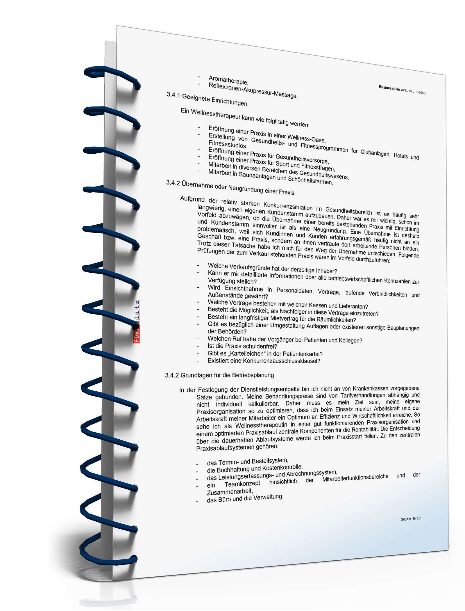 Businessplan Wellnesstherapie-Praxis Excel. Seite: 9