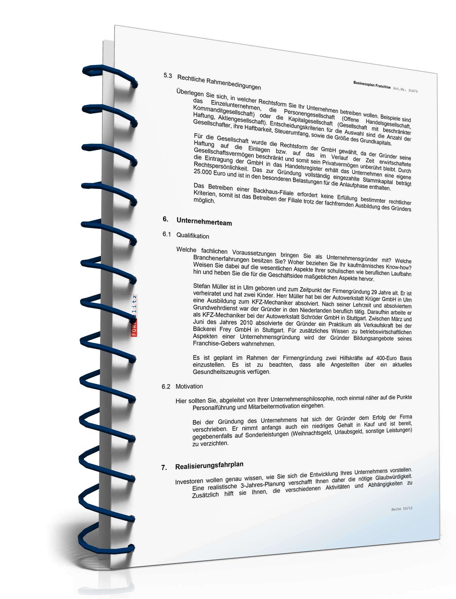 Businessplan Franchise (allgemein) Excel. Seite: 18