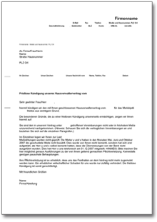 Fristlose Kündigung Hausverwaltervertrag Word