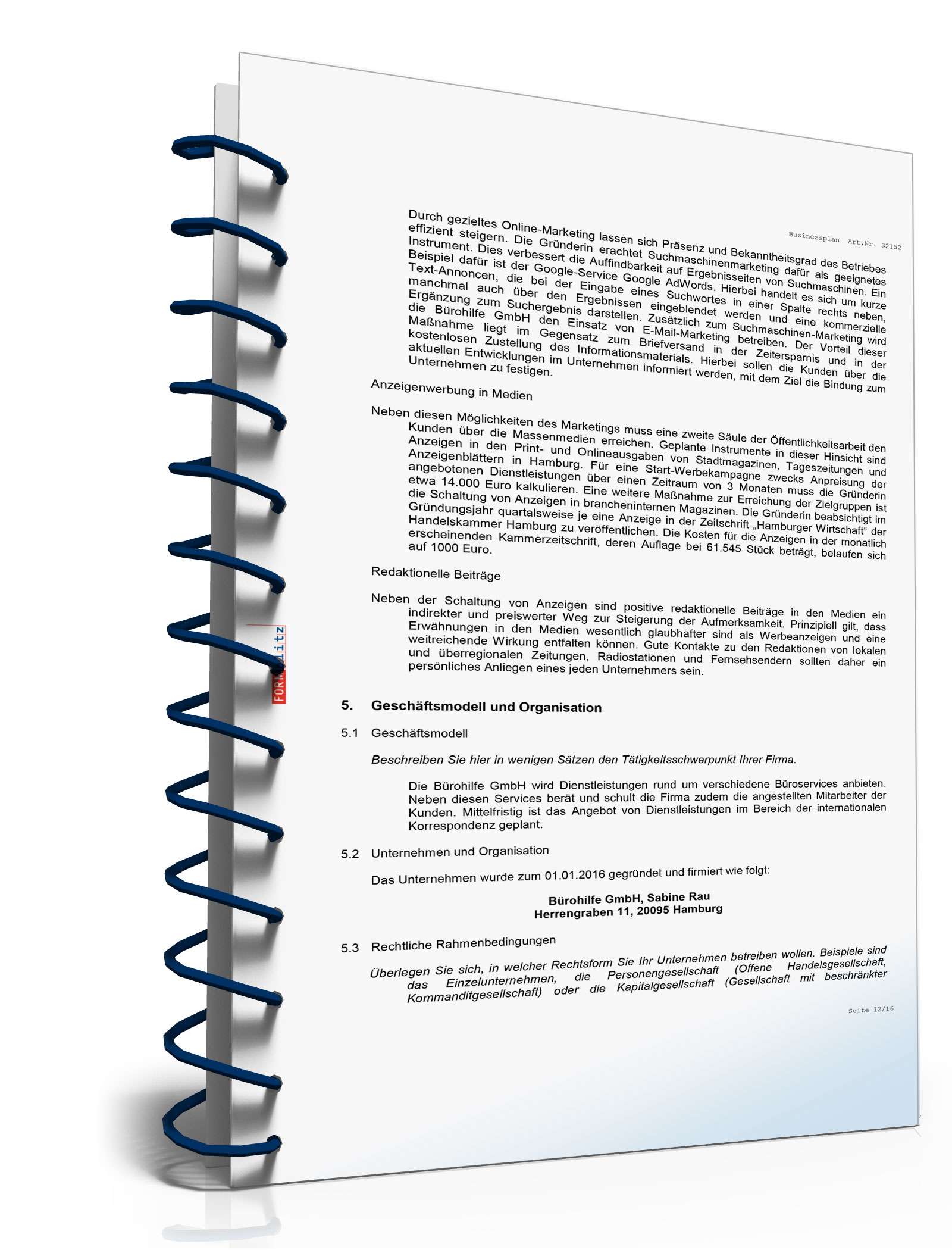 Businessplan Büroservice Excel. Seite: 12