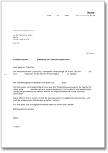 Antrag auf Erstattung von Umschulungskosten Word