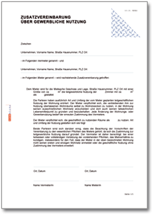 Zusatzvereinbarung Mietwohnung Word