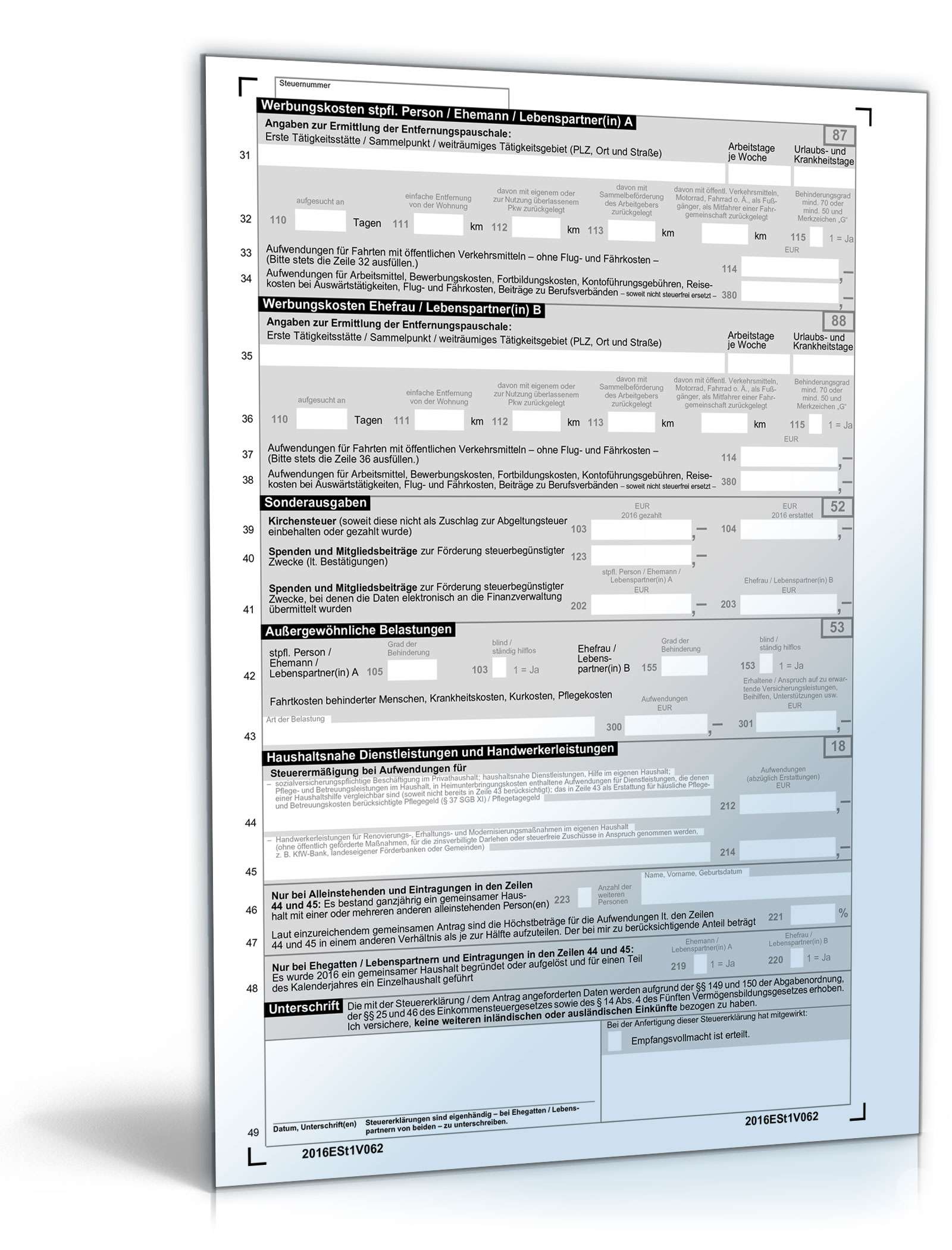 Vereinfachte Einkommensteuererklärung 2016 PDF. Seite: 2
