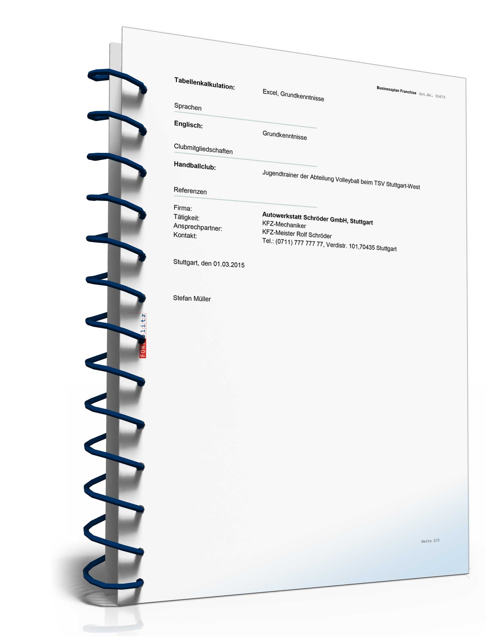 Businessplan Franchise (allgemein) Excel. Seite: 21