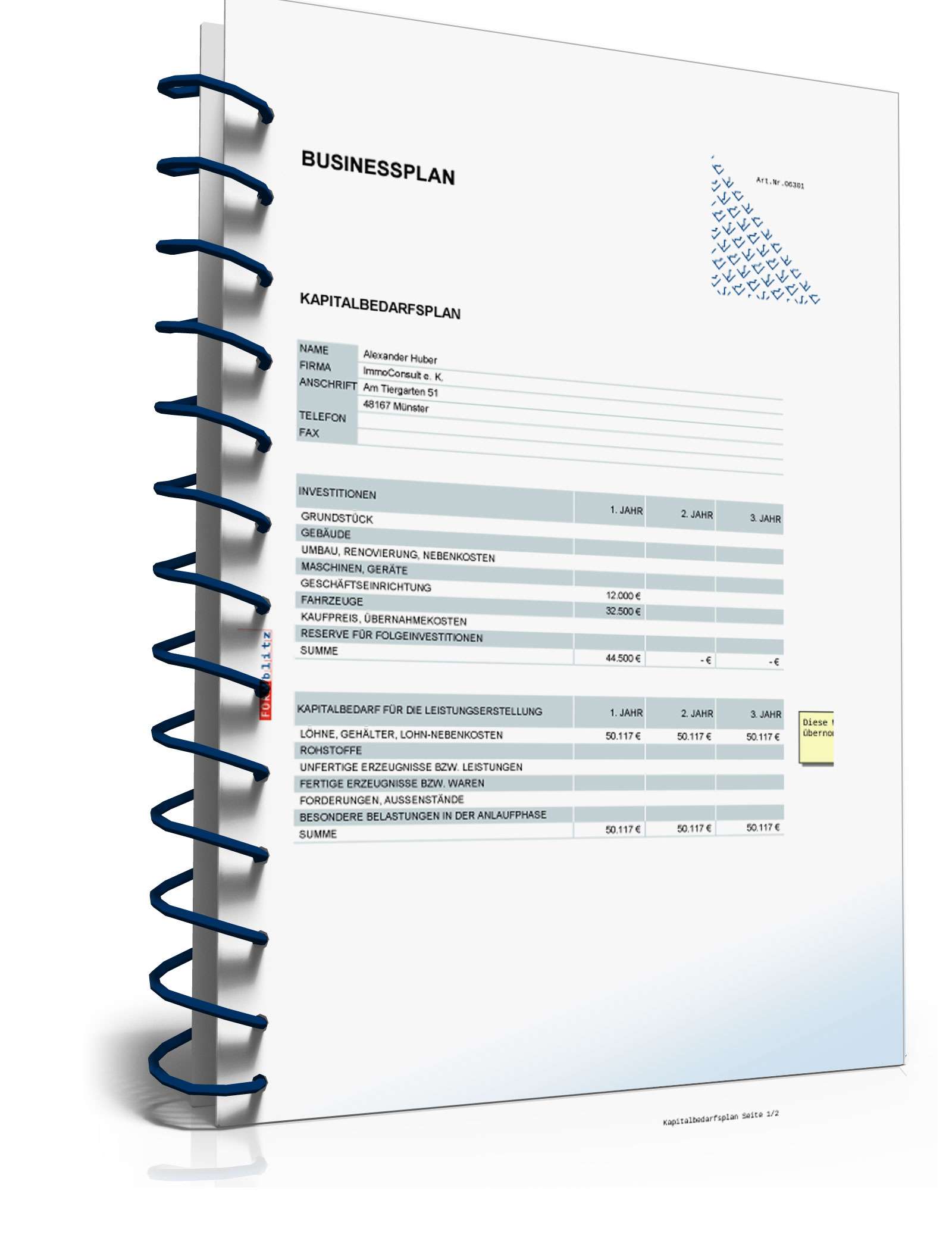 Businessplan Immobilienmaklerbüro Excel. Seite: 13