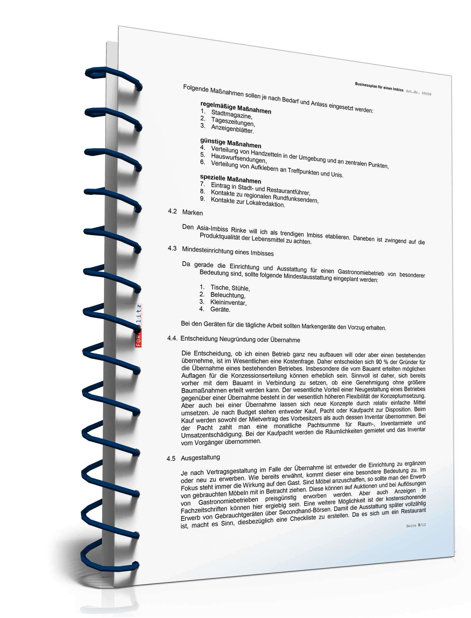 Businessplan Imbiss Excel. Seite: 11