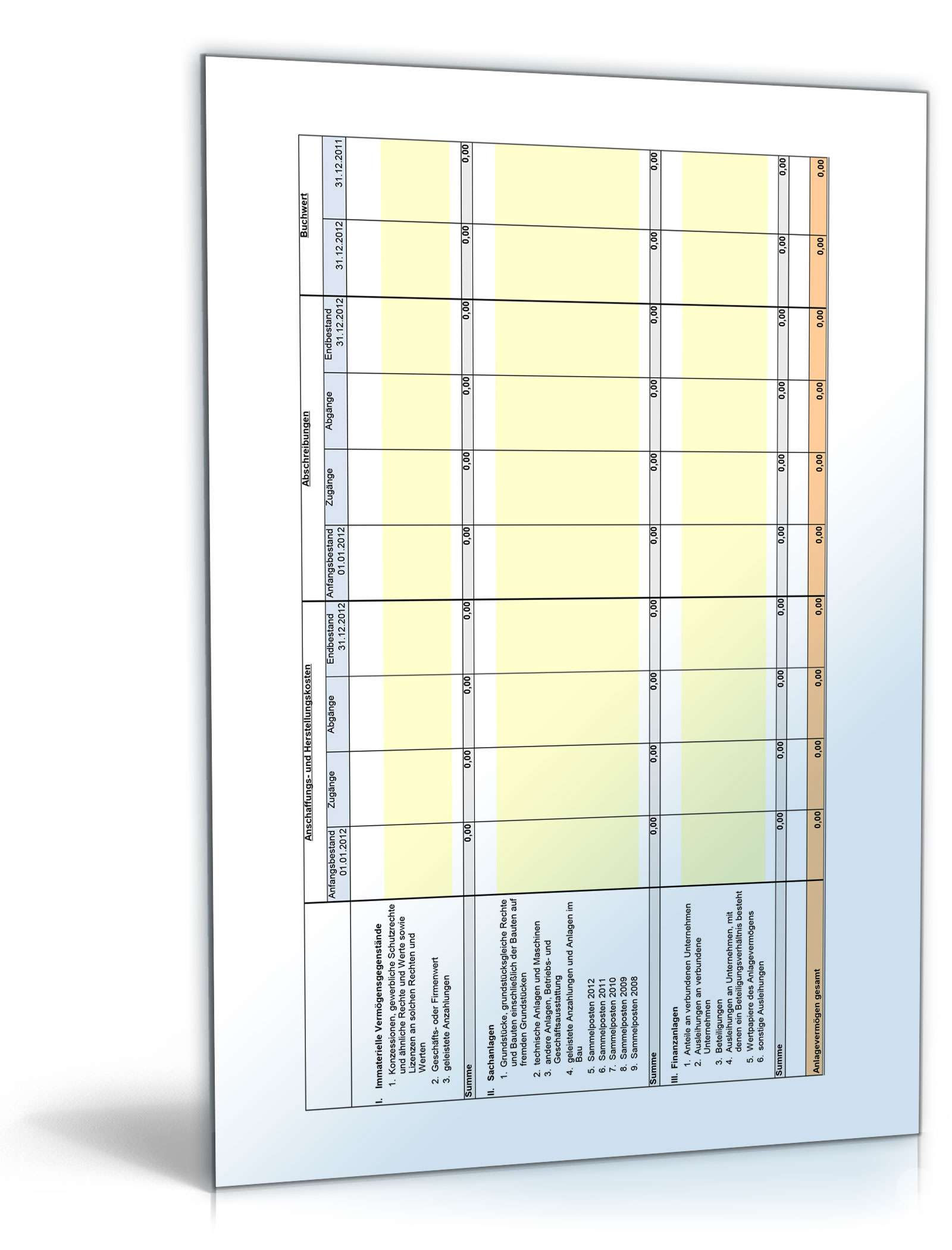 Anlagenverwaltung Excel. Seite: 9