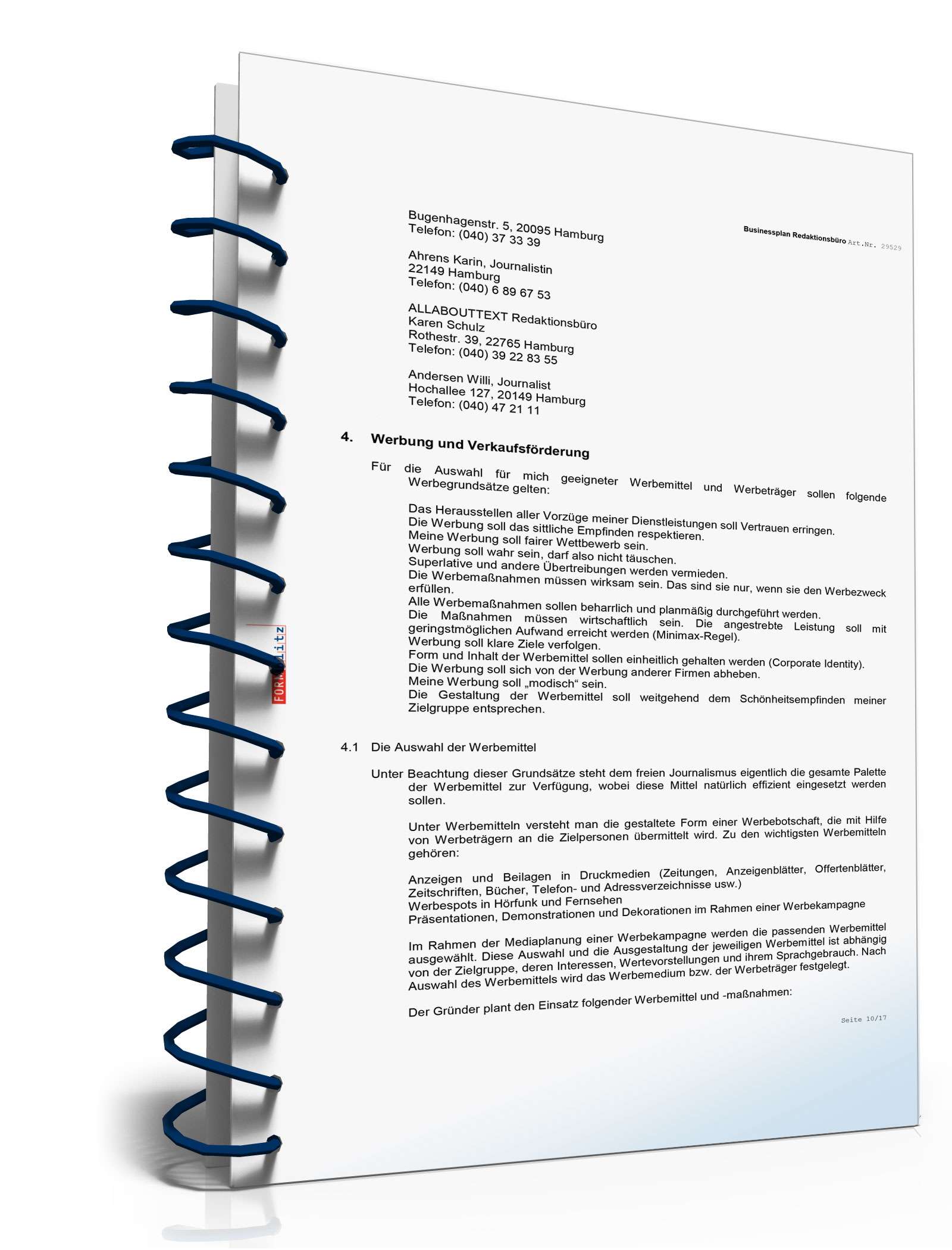 Businessplan Redaktionsbüro Excel. Seite: 9