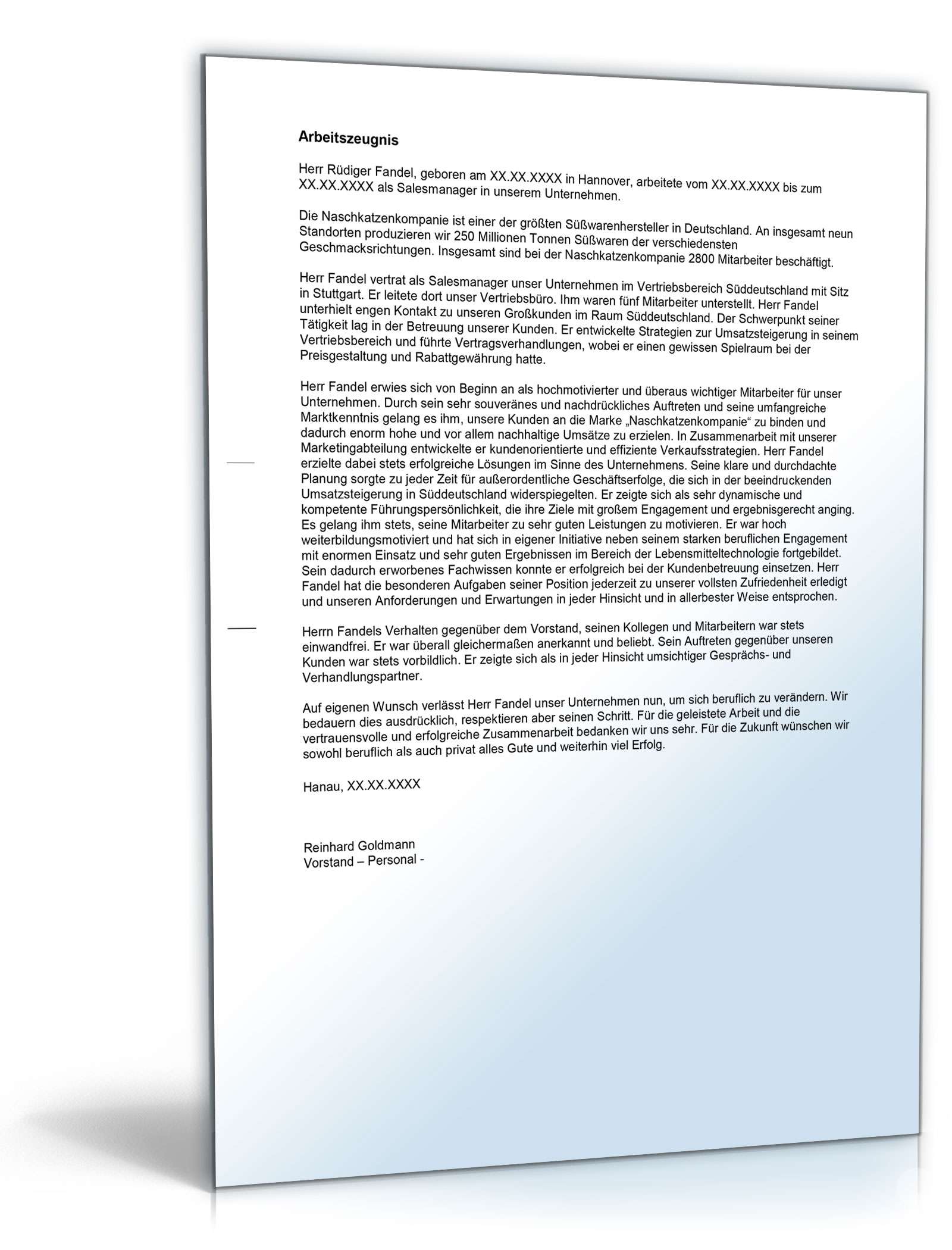 Arbeitszeugnis Sales Manager Excel. Seite: 3