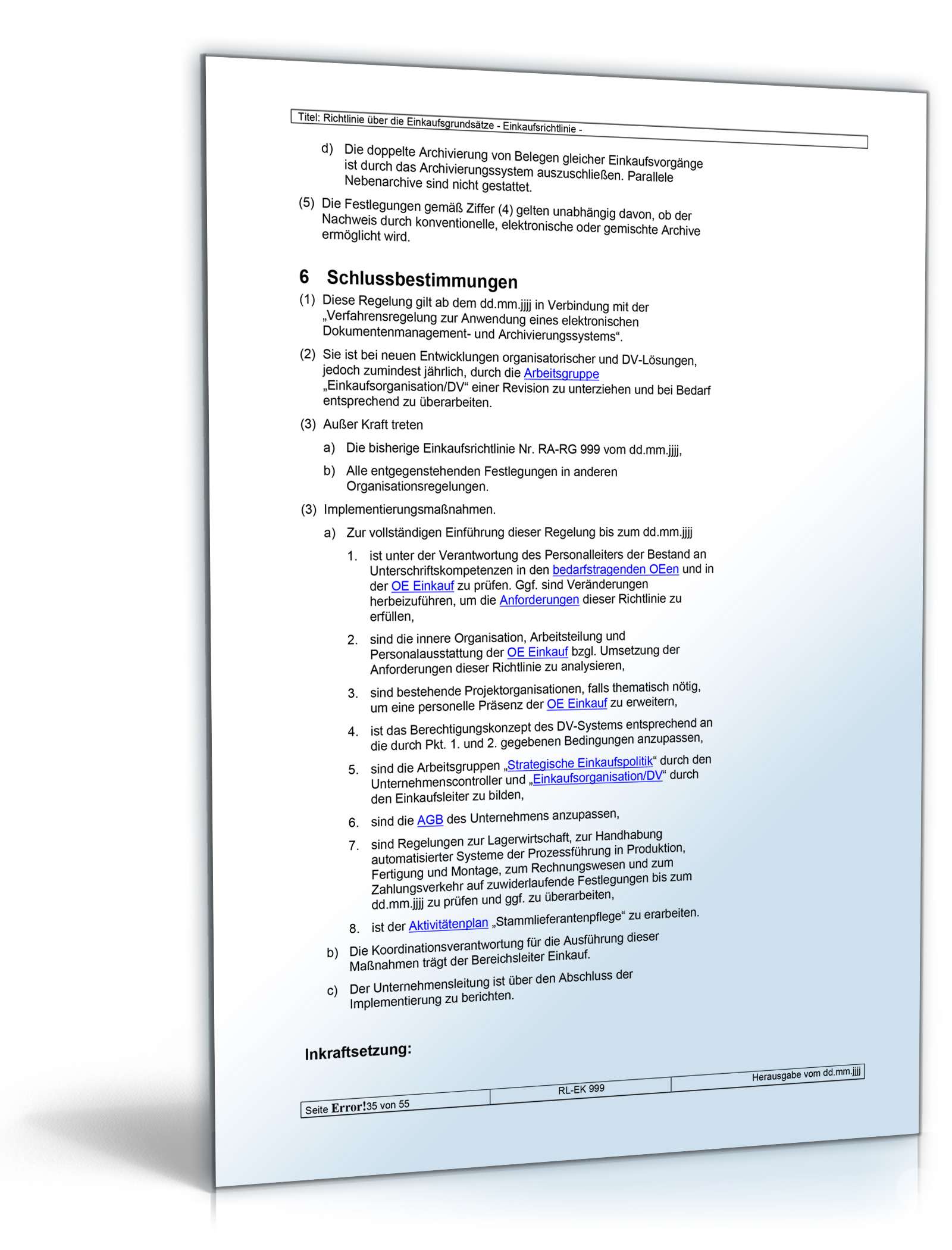 Richtlinien über die Einkaufsgrundsätze Word. Seite: 35
