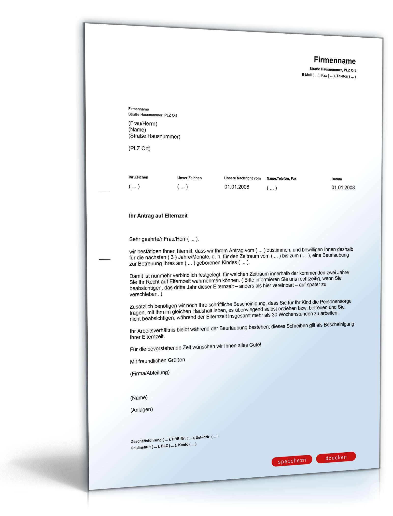 Bewilligung von Elternzeit bzw. Erziehungsurlaub  PDF