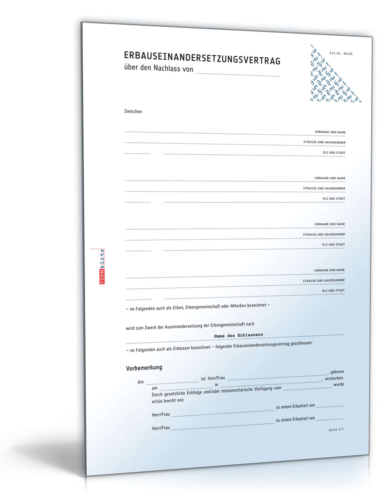 Erbauseinandersetzungsvertrag PDF