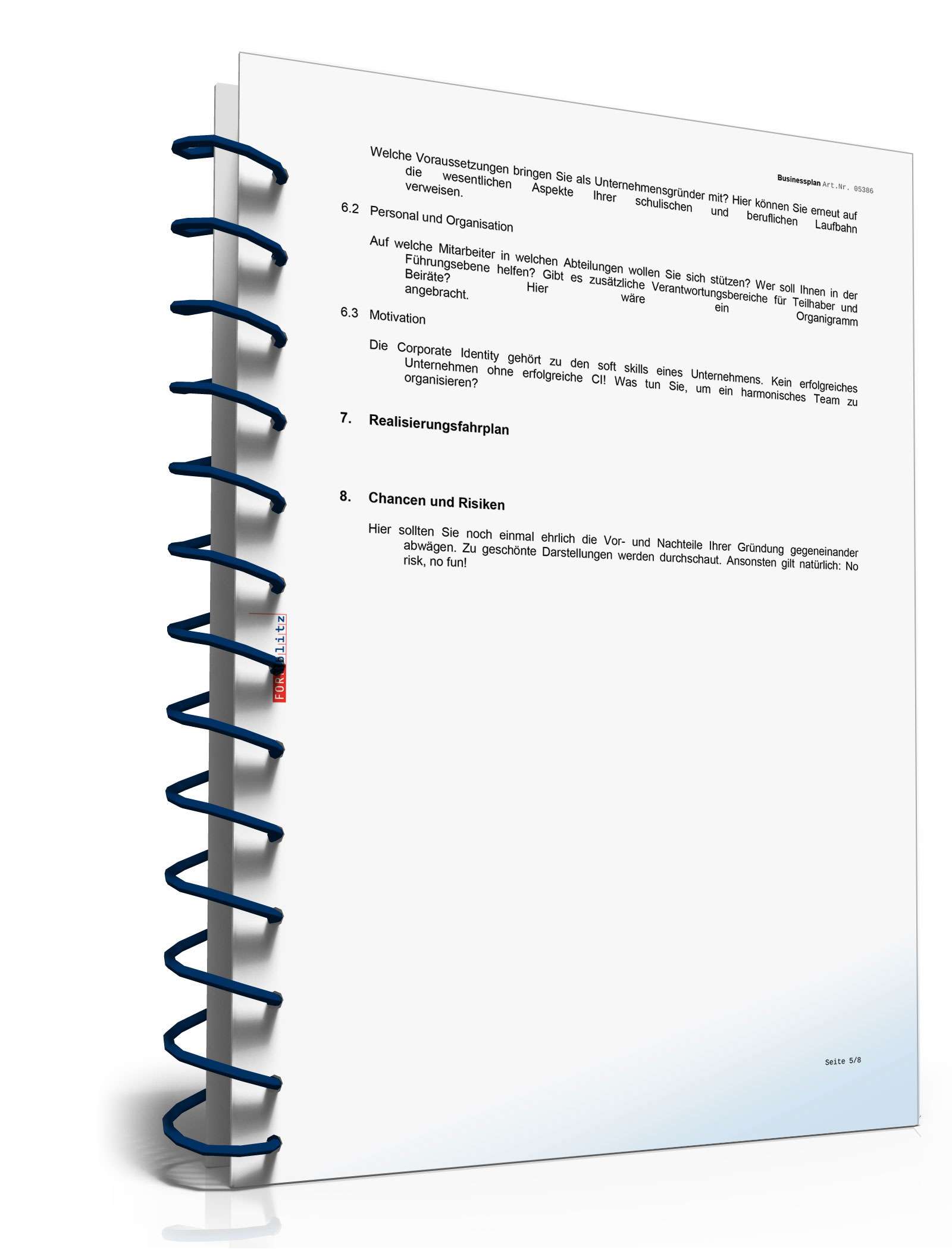 Businessplan und Ratgeber für eine Unternehmensgründung Excel. Seite: 9