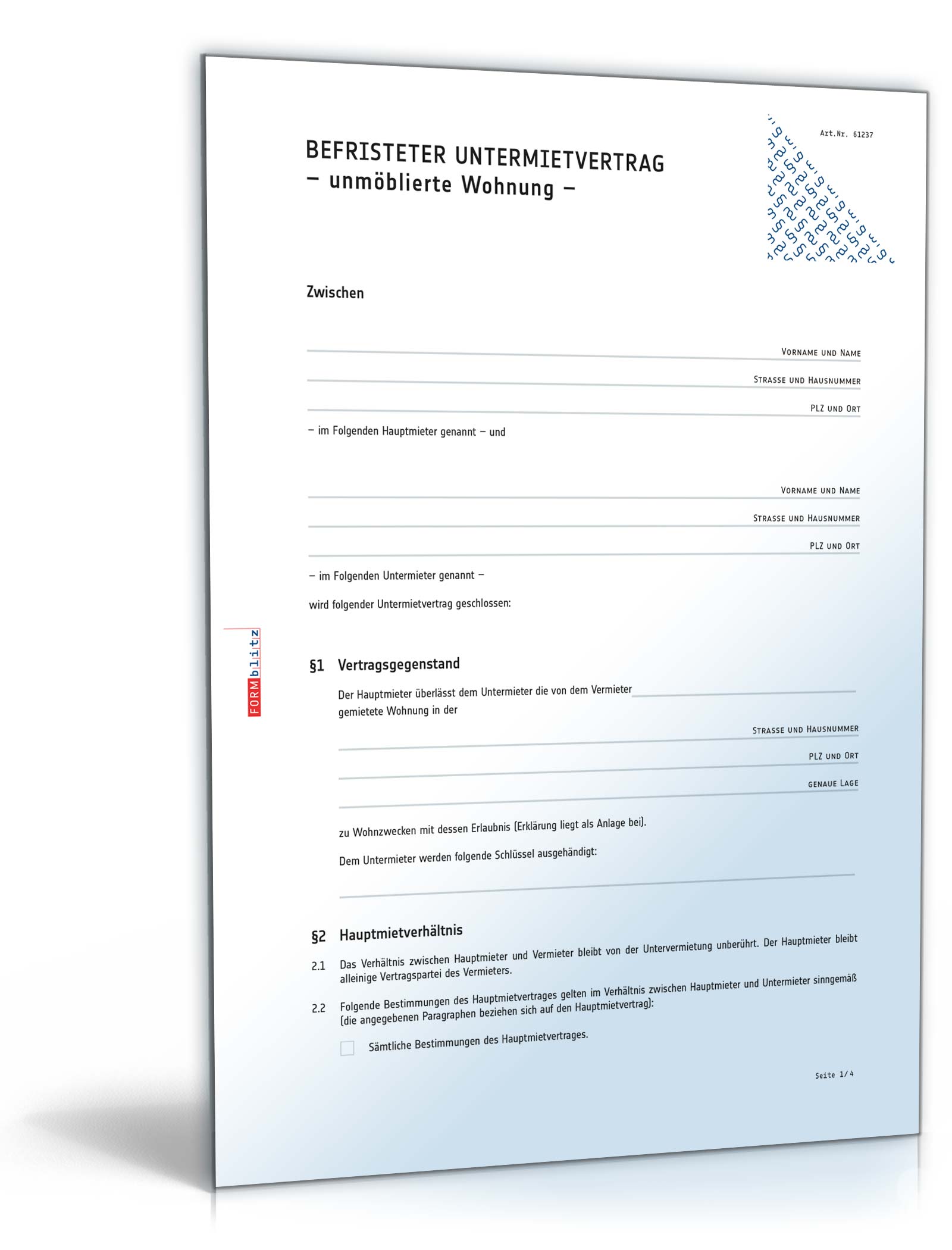 Befristeter Untermietvertrag PDF