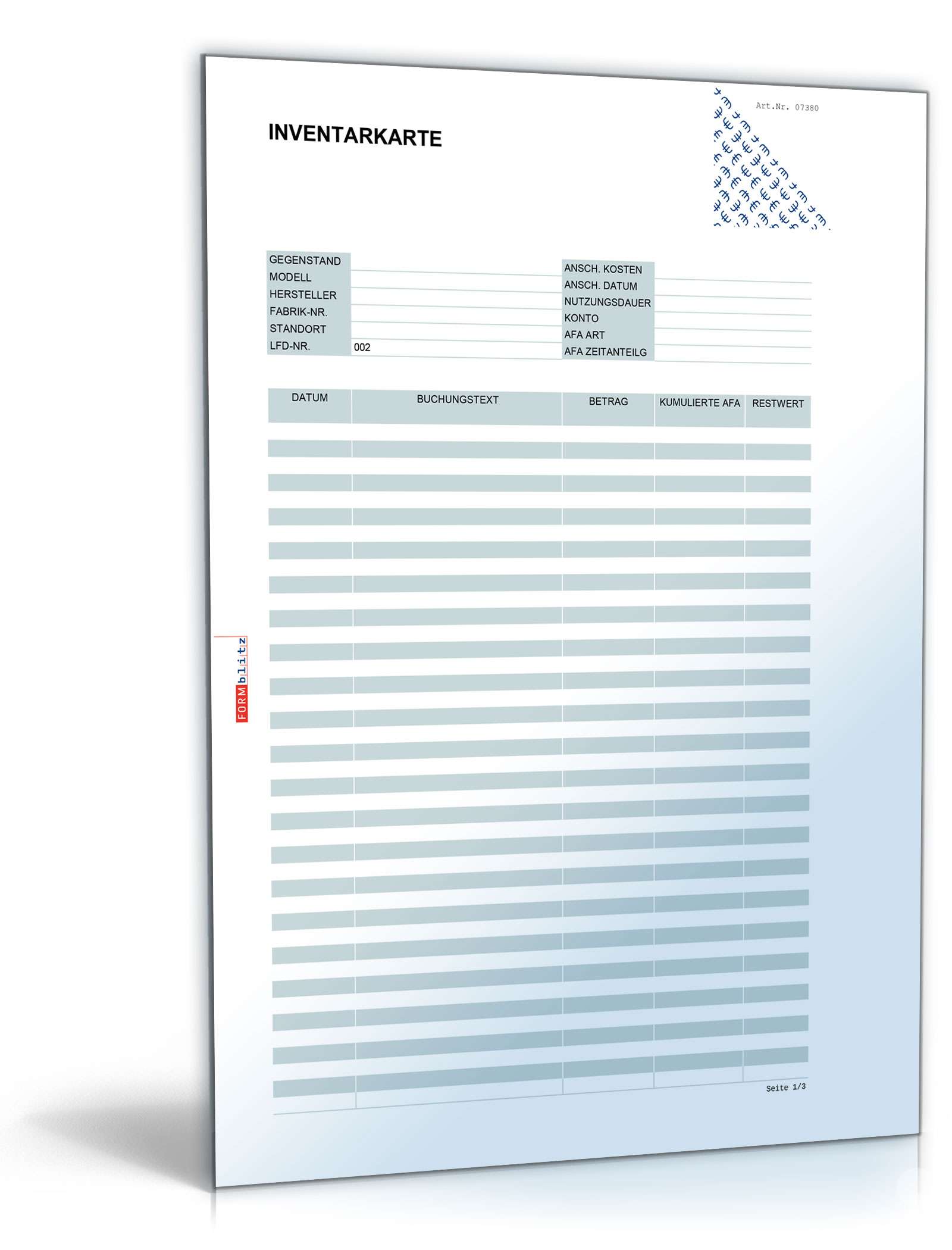 Inventarkarte Excel. Seite: 5