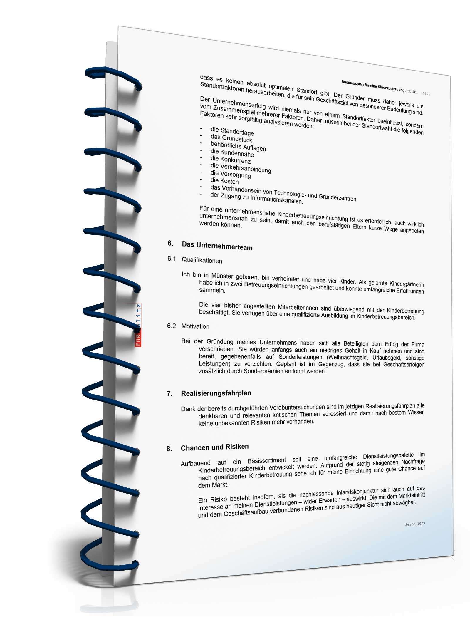 Businessplan Kinderbetreuung Excel. Seite: 17