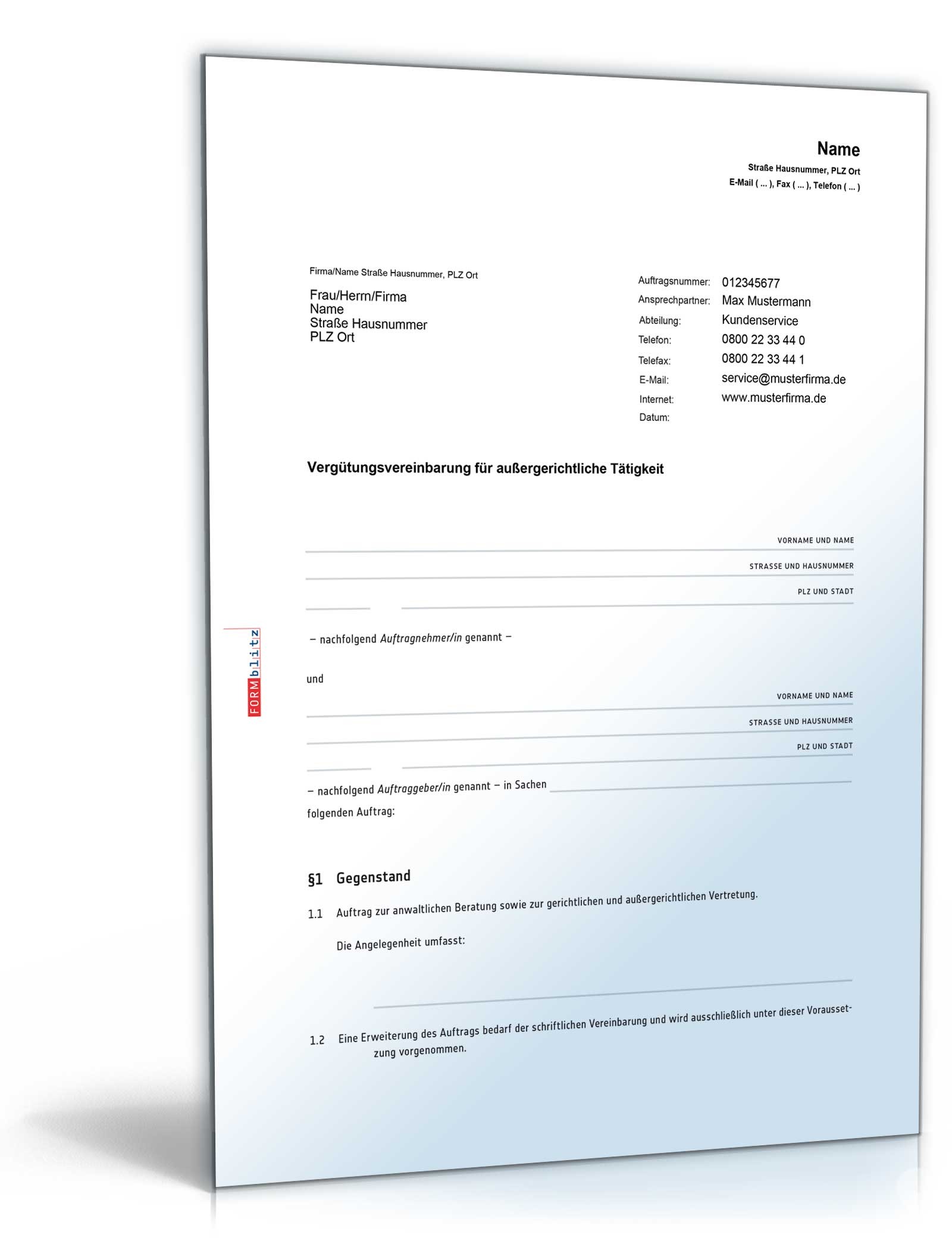 Auftrag rechtliche Vertretung PDF