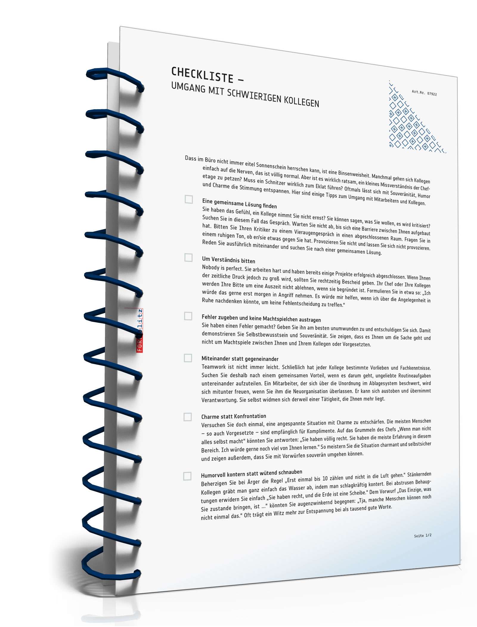 Checkliste Schwierigkeiten Berufsalltag PDF