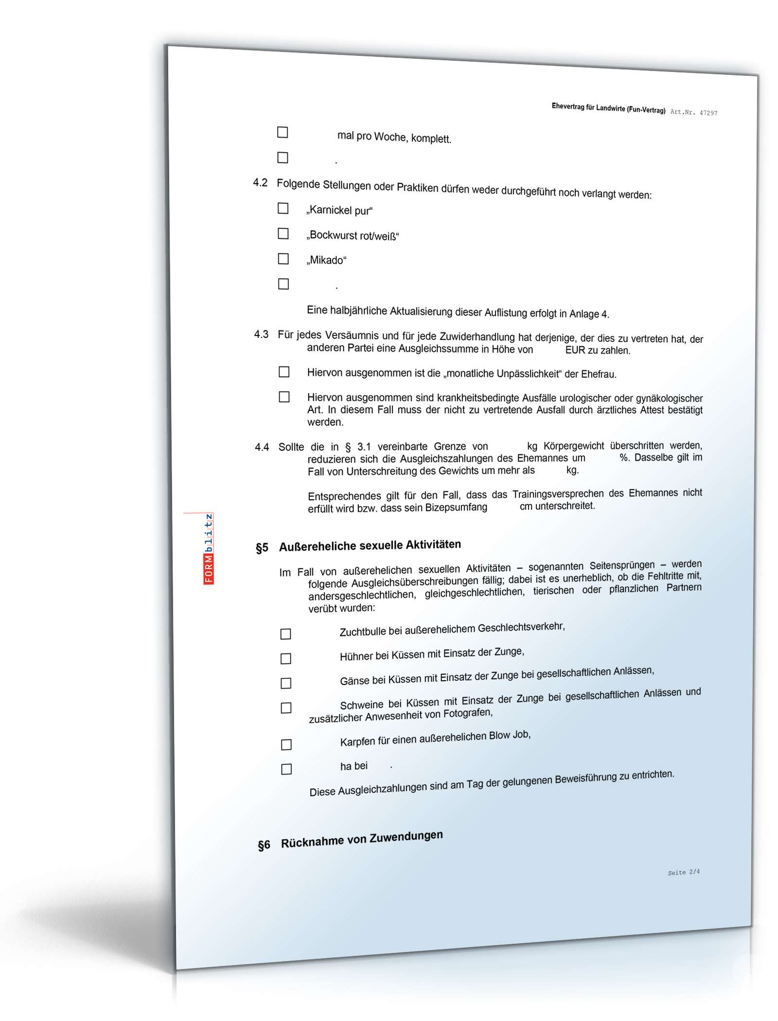 Ehevertrag Landwirte Fun-Vertrag Word. Seite: 2