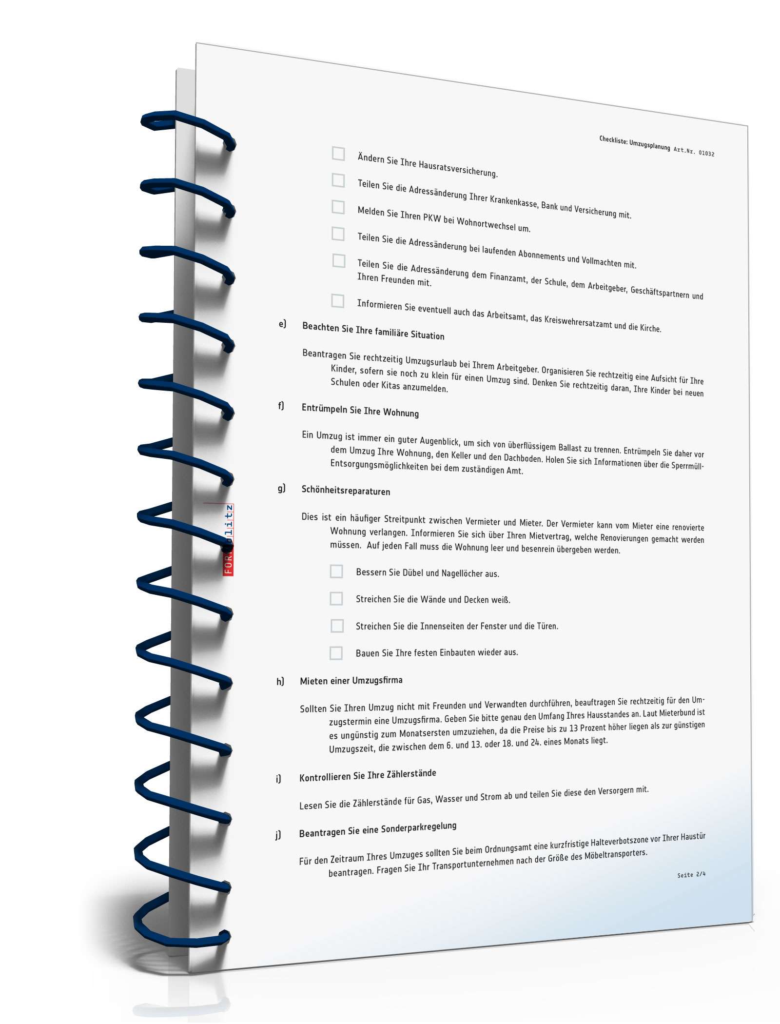 Checkliste Umzugsplanung PDF. Seite: 2