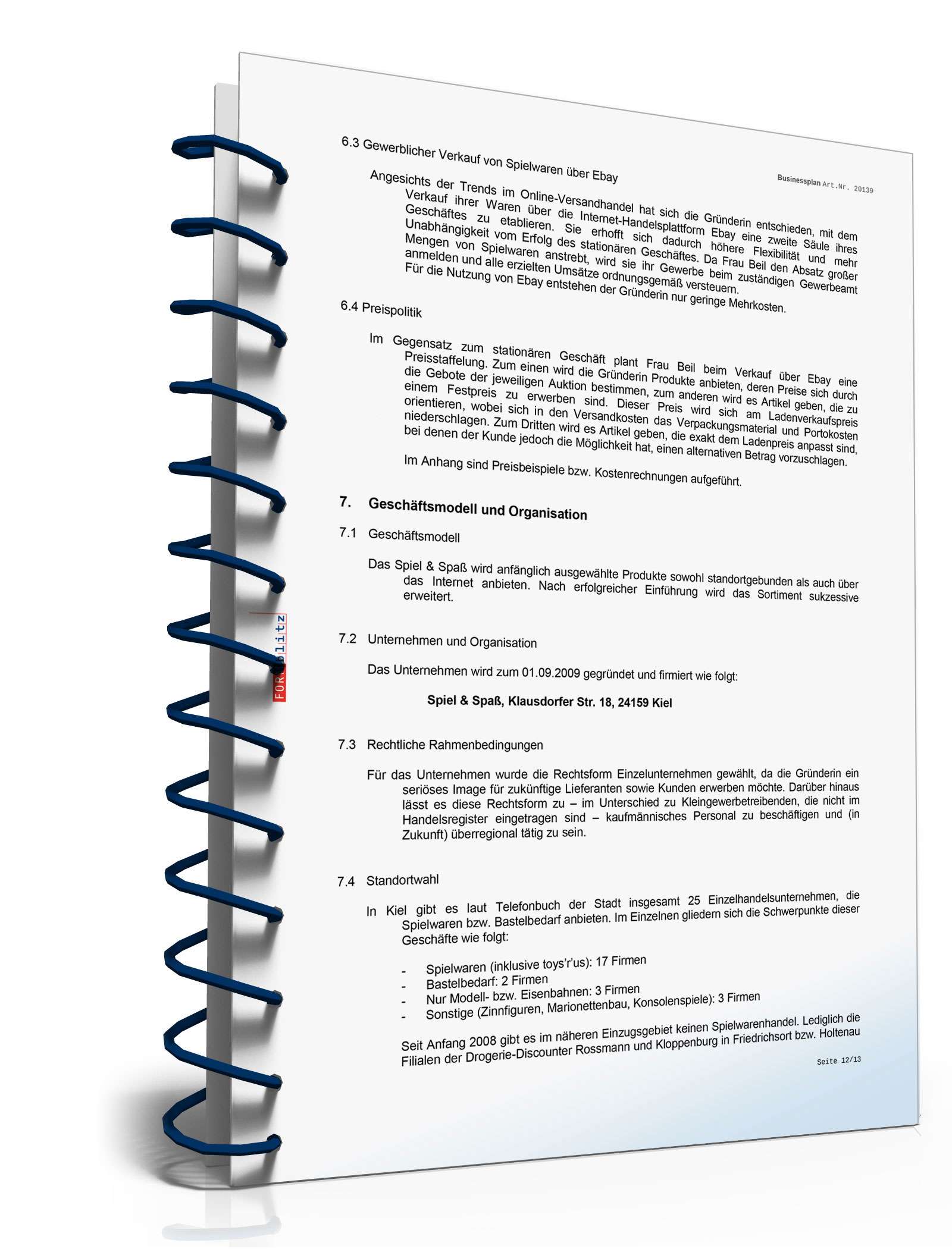 Businessplan Spielwarenhandel Excel. Seite: 15