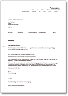 Fristgemäße Kündigung Minijob Word