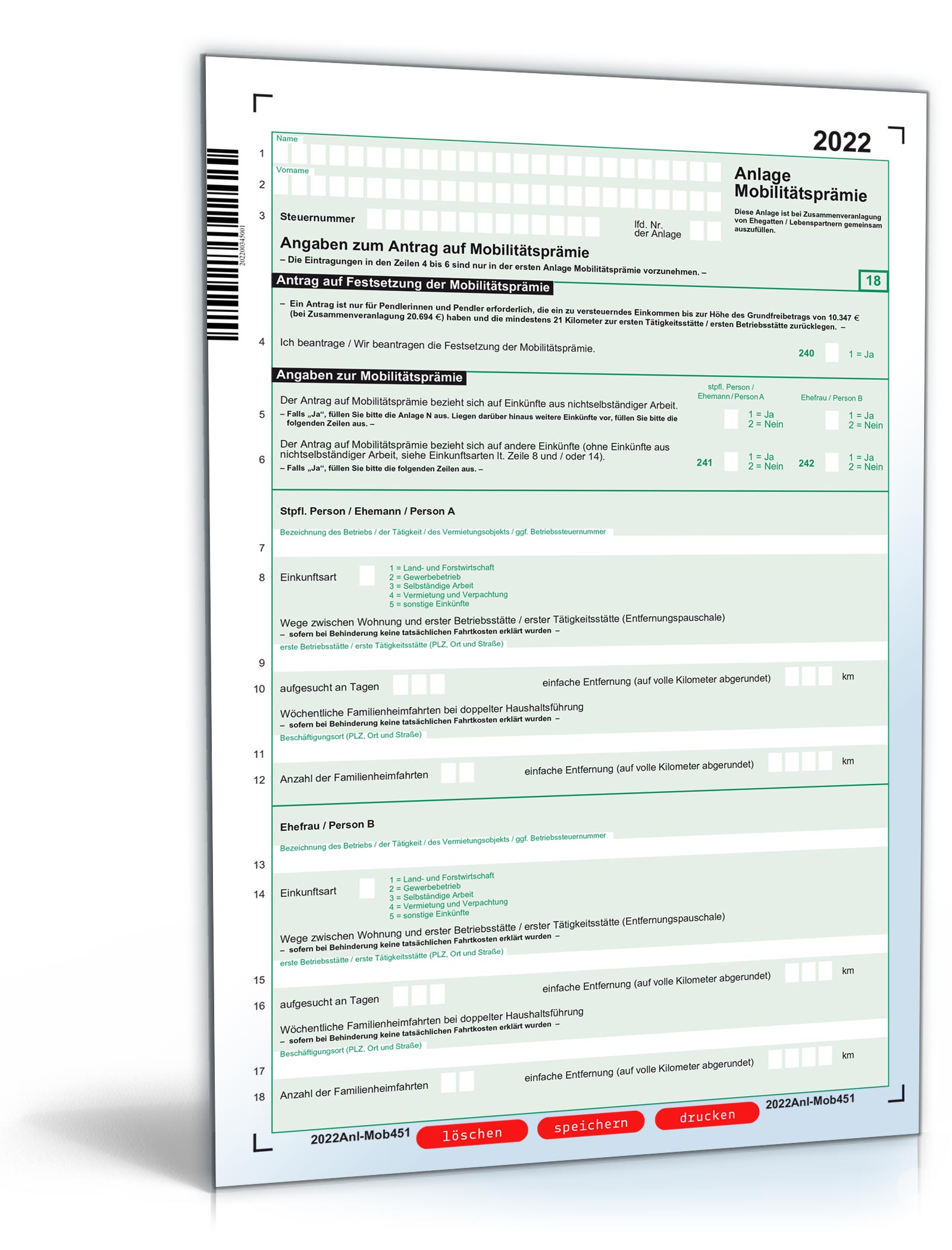Anlage Mobilitätsprämie 2023 PDF