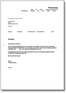 Fristlose Kündigung durch Arbeitgeber Word