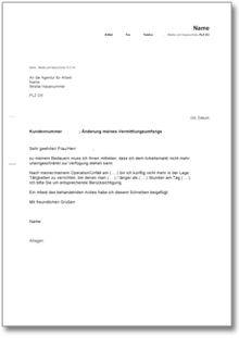 Mitteilung über Änderung des Vermittlungsumfangs Word