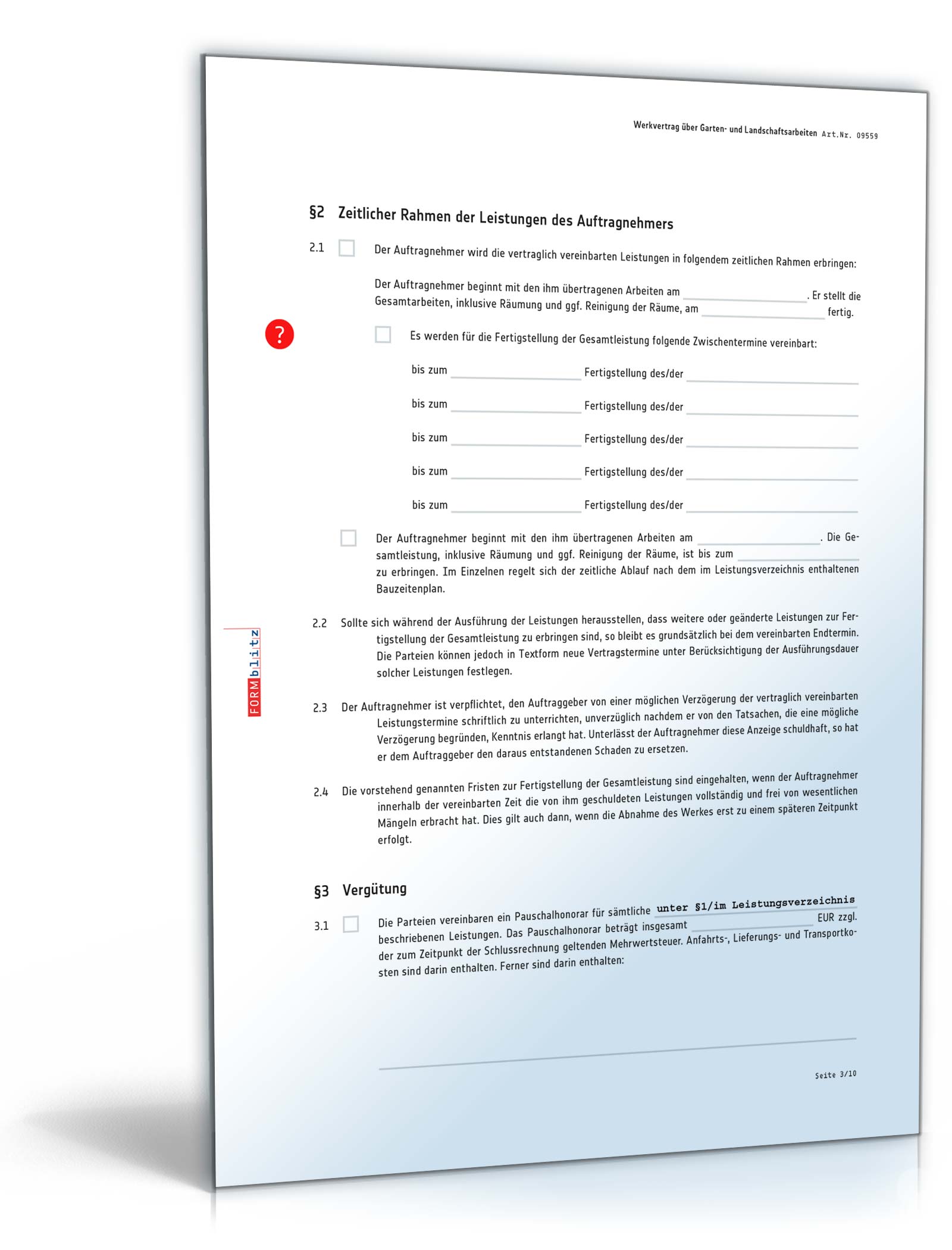 Werkvertrag Garten- und Landschaftsarbeiten PDF. Seite: 3