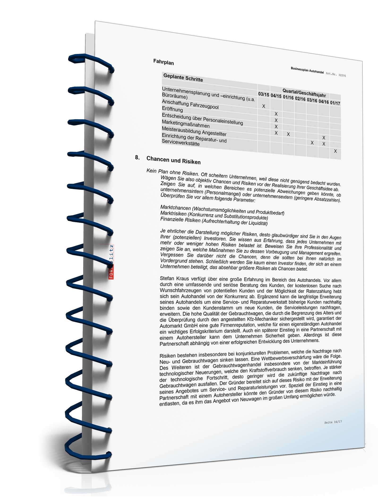 Businessplan Autohandel Excel. Seite: 11