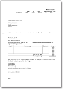 Rechnung Inland Word
