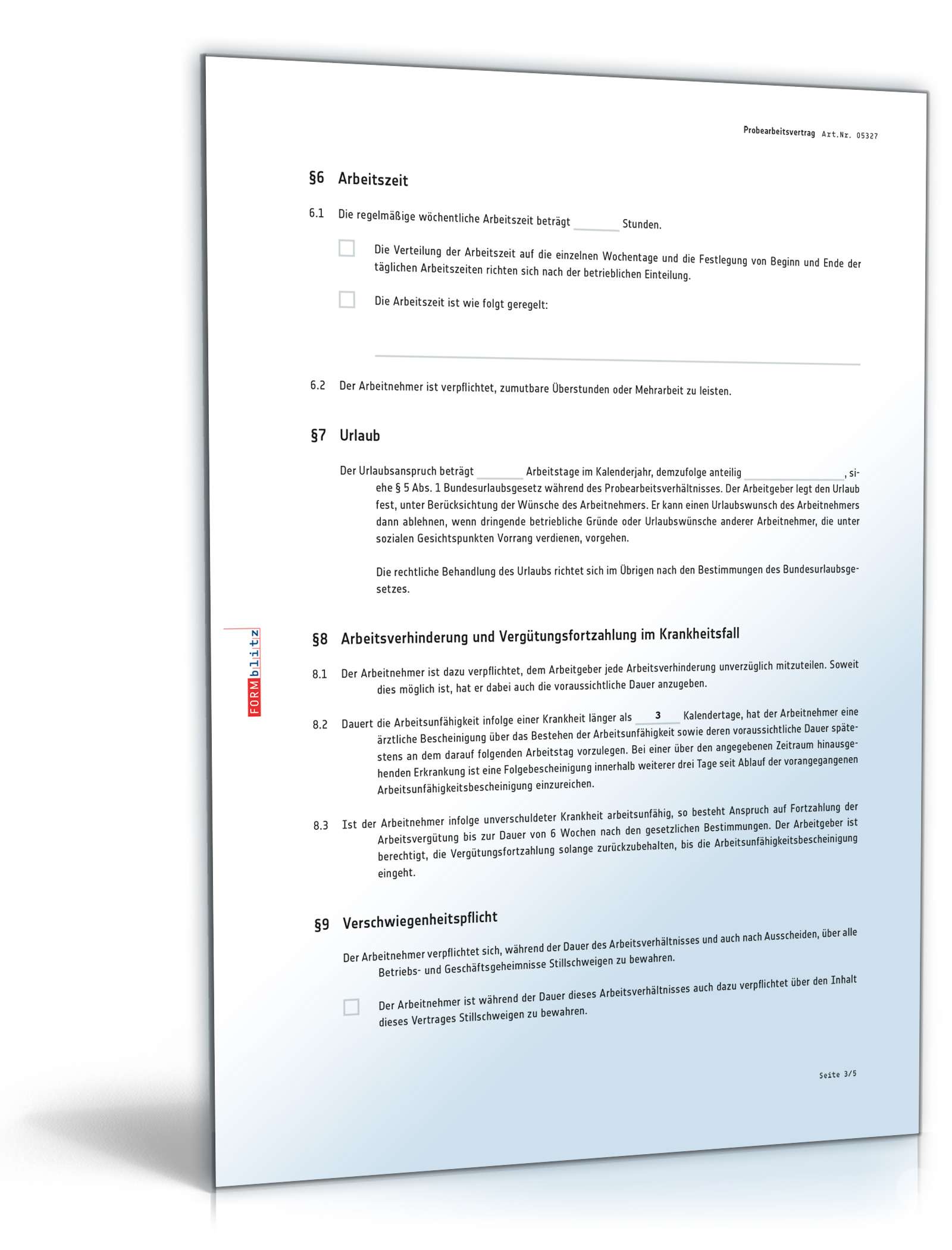 Probearbeitsvertrag PDF. Seite: 3