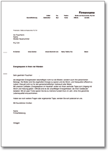 Anschreiben an Mieter: Energiespartipps Word
