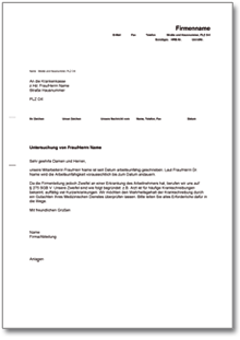 Aufforderung Untersuchung durch Medizinischen Dienst Word