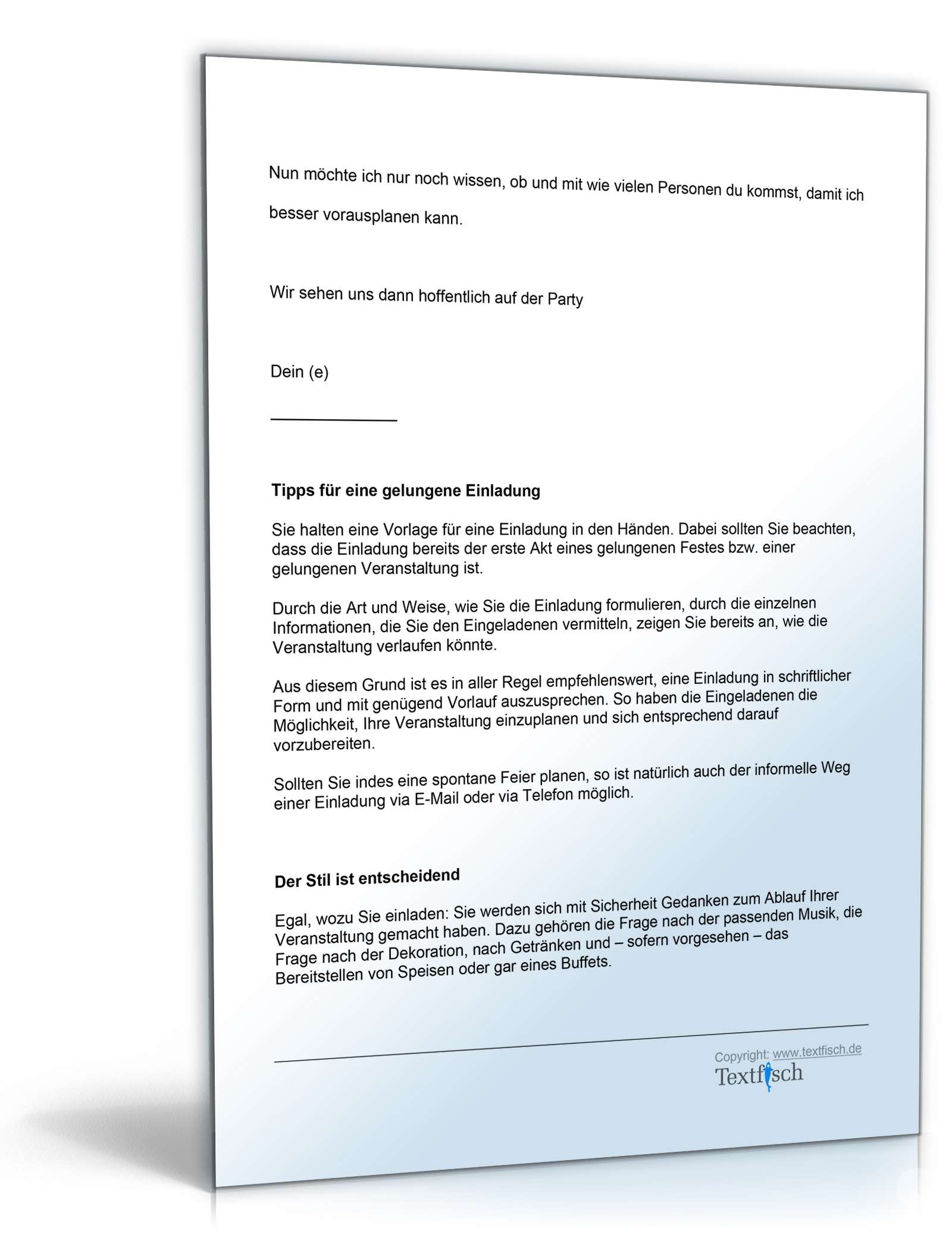 Einladung Geburtstag Vereinskameraden Word. Seite: 3